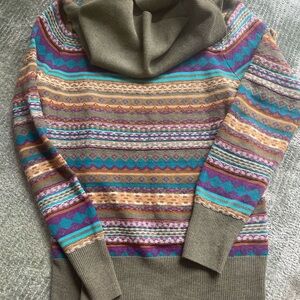 Athleta Multicolor Striped Cowl Neck Sweater
